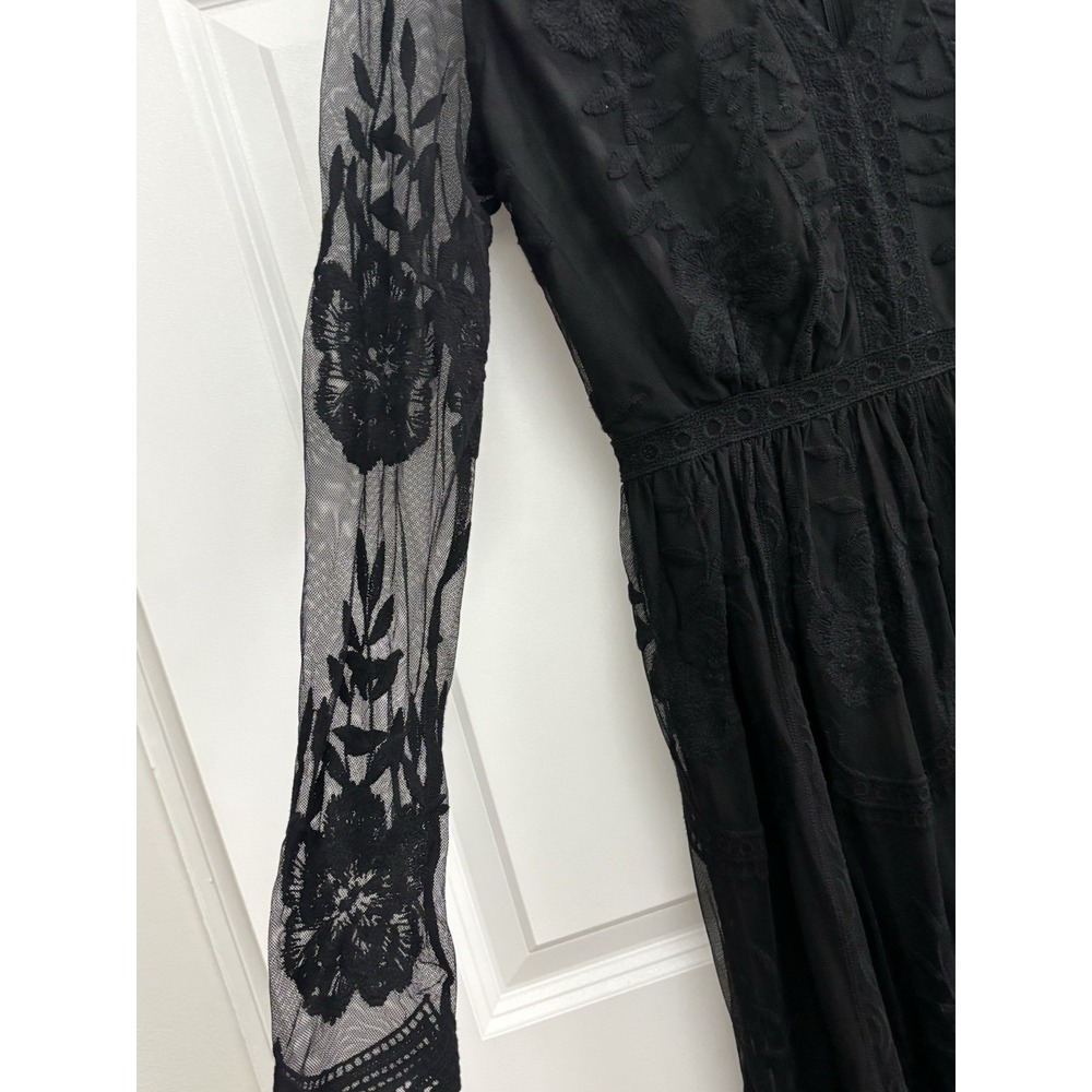 Altar'd State Black Embroidered Lace Maxi Dress M Whimsigoth Witchy Gothic 0354 - Picture 4 of 14